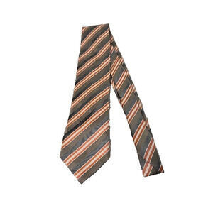 Banana Republic Silk Striped Necktie Gray Orange Classic Dress Tie One Size